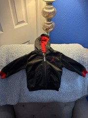 Jordan Hooded Full Zip Fleece Jacket, Animal Print, Black/Red, 0-6M