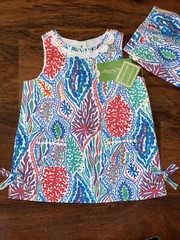 Lilly Pulitzer 18-24Toddler LET MINNOW BABY SHIFT DRESS & Matching Bloomers NWT