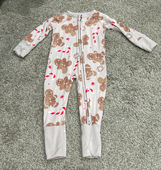 Bums & Roses 3-6 Months Gingerbread Christmas Zip Sleeper One Piece Footless
