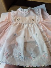 vintage summer pink white lace baby girl 2 pc pinafor outfit 6 to 9 months