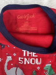 Cat & Jack Boys Dinosaur Christmas Pajama Set Size 12 Months 100% Cotton