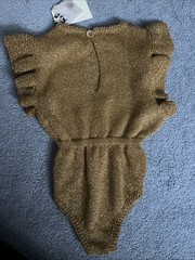 Baby Girls Toddler Kids Knit Gold Sparkle Romper Size 3T New NWT Piupiuchick