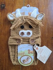 New Highland Cow Hat & Diaper Cover Baby Photo Prop 0-6 month Newborn Halloween!