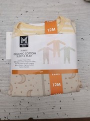 Member’s Mark Baby 3-Pack Organic Cotton Soft Sleep And Play Neutral Sz 12M BR3