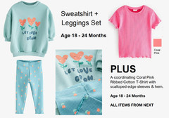 Next 2 Piece Set – Leggings Sweatshirt + Coral Pink T-Shirt 18-24 Months 2 Years