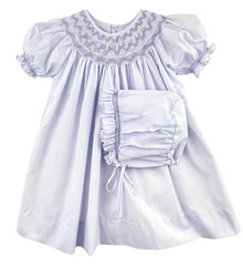 NWT Petit Ami Lavender Smocked Daygown Bonnet 2p Newborn Bishop Dress Baby Girls