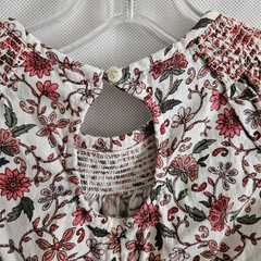 Old Navy Girls Toddler Dress Size 4T White Red Green Floral Short Sleeves