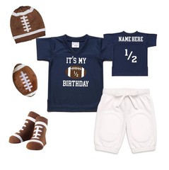 It’s My Half Birthday Boys Personalized Half Birthday Navy Blue Jersey Outfit