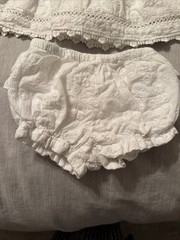 Shabby Chic Baby Girl 3 Piece Dress Embroidered Lace Sleeve Bow Occasion 6-9 Mos