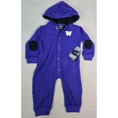 Washington Huskies Purple Waffle Knit Hooded Romper Infant 6-12M NWT Colosseum