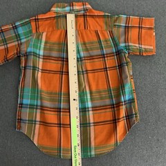 Polo Ralph Lauren Boys Button Down Shirt 2 2T Orange Green Plaid Pony Logo SS