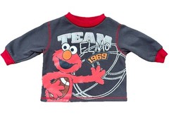 Vintage Y2K Sesame Street Team Elmo 1969 Gray Crew Neck Sweatshirt Boys 12M