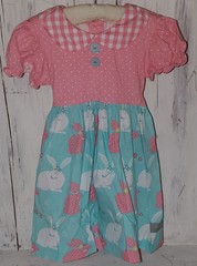 Eleanor Rose Pink Blue White Plaid Bunny Rabbit Dress 3-4 4T Becca Dress *S24