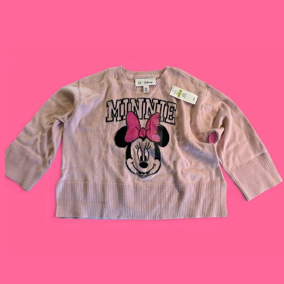 NWT Baby Gap x Disney Light Pink Minnie Mouse Lightweight Sweater-Size 4 Years