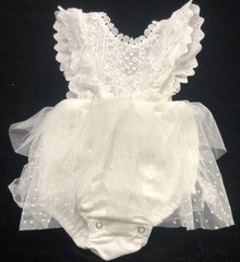 Unbranded Romper Skirt Tul Baby Girl Size 1 Year White Button Sleeveless