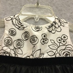Cherokee Dress Baby Girl 18M Black White Floral Print Sleeveless Empire Waist
