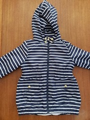 Logg H&M Toddler Jacket Sz 2-3 Zips Hooded Raincoat Kids Navy White Stripes