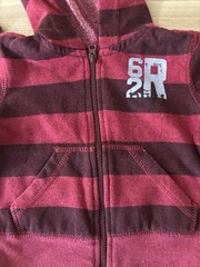 Arizona Jeans zip hoodie 6M red stripe fleece lined