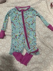 littlesleepies Bamboo Zip Sleeper Beaded Pattern Light Blue Pink 6-12 Months