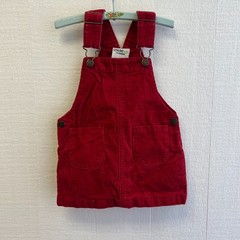 Genuine Kids OshKosh Red Corduroy Jumper Dress 18M Overall Pinafore Pocket Dress