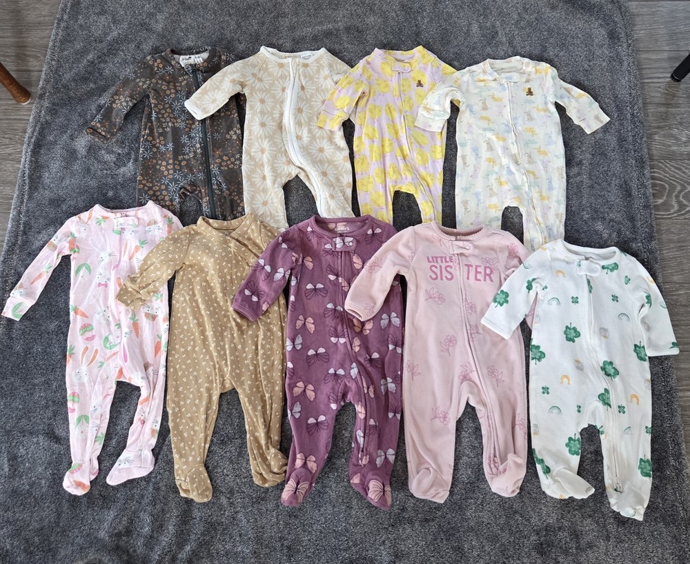 Baby Girl 0-3M Sleeper Lot Of 9 Floral Butterflies Easter Gap Carter’s