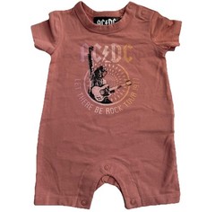 Cotton On Baby AC/DC Let There Be Rock Tour 1977 Graphic Romper Size Newborn
