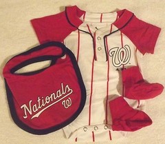 INFANTS SIZE 6-9M WASHINGTON NATIONALS BODYSUIT BIB & BOOTIES SET NWT