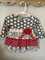 Counting Daisies Girls 3-6M 2Pc Polka Dot Ruffle Bow Top Stripe Pants Outfit Set