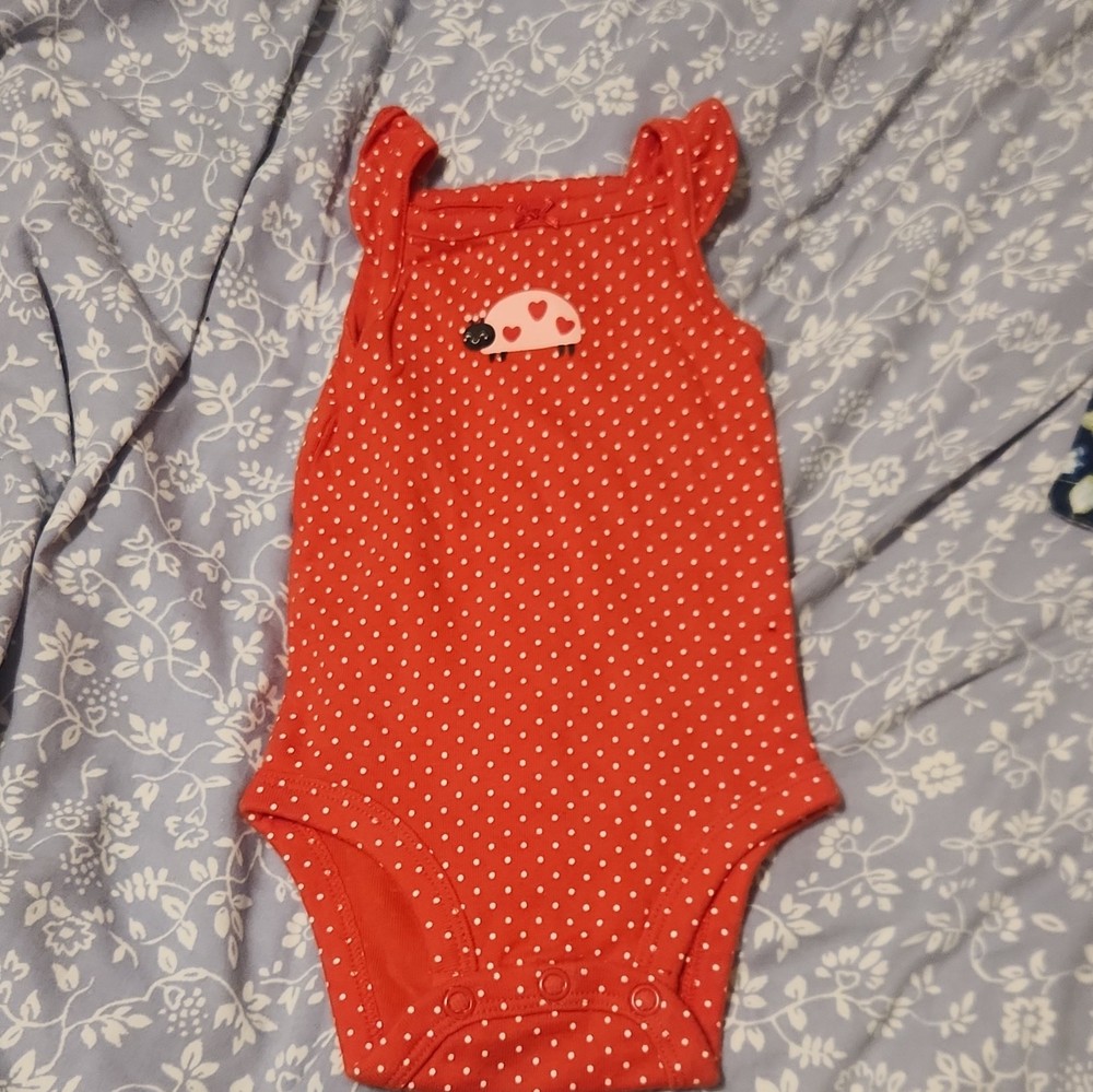 Carter’s 3M Red/White Polka Dot Ladybug Cotton Knit Snap Bodysuit Sleeveless