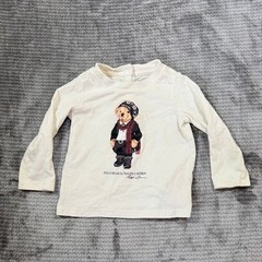 Ralph Lauren Polo Bear Kids Long Sleeve T-Shirt Off White Cream Size 9M 9 Months