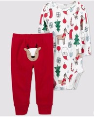 Carter’s Just One You Baby 2pc Christmas Reindeer Winter Bodysuit Top Bottom Set