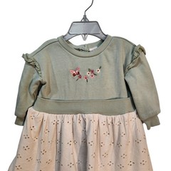 Kensie Baby Girl Mint Green Sweater Dress Eyelet Skirt Butterfly Embroidery 12M