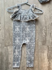 JESSICA SIMPSON Baby Toddler Girls Headband & Jumpsuit Outfit Set Boho Cute 24m