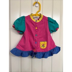 Vintage Gymboree Bright Colorblock Ruffle Dress – Pink, Teal, Blue & Yellow