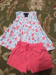 Baby Girls Sz 18m Cute 2pc Shorts And Tank Top With Strawberries
