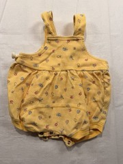 Lullaby Club Baby Girl Bubble Romper Yellow Floral Butterflies 3-6M Cotton