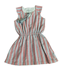 French Designer Bleu Comme Gris Paris Metallic Stripped Toddler Dress Lined 2A