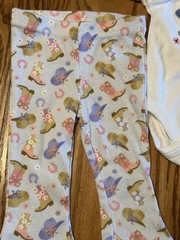 0-3-6 mo baby girls CUTEST LITTLE COWGIRL Bodysuit & Flare Leggings Western Set