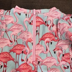 6-12m RuffleButts Baby Girls Flamingo One-Piece Long Sleeve Rash Guard Swimsuit