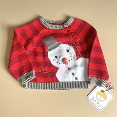 Zubels Baby Snowman Sweater Size 6 Months Christmas Winter Cotton NWT