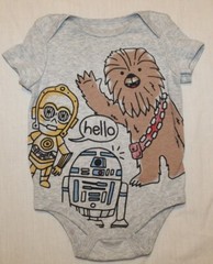 New baby STAR WARS bodysuit Size 3/6 months R2D2, C3PO, Chewbacca