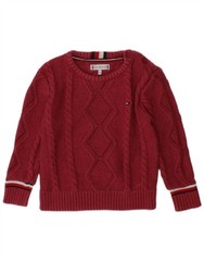 TOMMY HILFIGER Baby Girls Boat Neck Jumper Sweater 12-18 Months Burgundy DD11