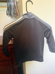 Adidas Track Jacket Full Zip Sweatshirt Black White Gray Logo Kids 4T