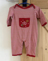 Ready For Baby One-Piece Coverall Red/White Striped 6/9 Cotton Snap Sports