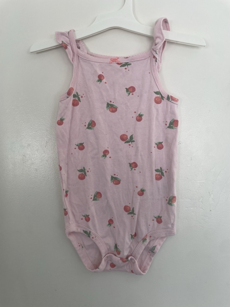 Carter’s Baby Girls Allover Fruit Print Cotton Flutter Sleeve Bodysuit Pink 24M