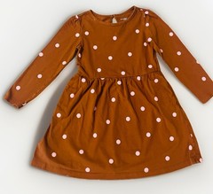 Simple Joys by Carter’s Girls’ Long-Sleeve Brown Pink Dot Dress 5T