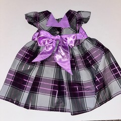 Bonnie Baby Purple & Gray Dressy Dress Taffeta Plaid Size 12 Mo 12m Easter