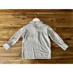 Dondolo Grey Sage Green Polo Knit Long Sleeve Shirt Check Pant Set Cotton 3