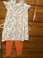Brand Unknown, girls 3pc Set Includes Long Top, Leggings & Matching Headband EUC