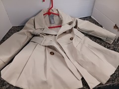 Tahari Kids Girls Trench Coat 2T Beige Belted Double Breasted Classic Jacket